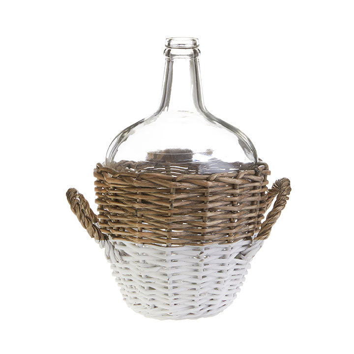 Wicker Wrapped Jug - White/Natural
