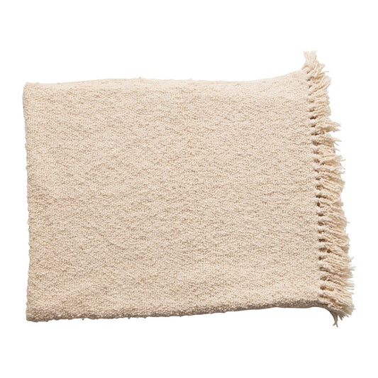 Cream Cotton Boucle Throw